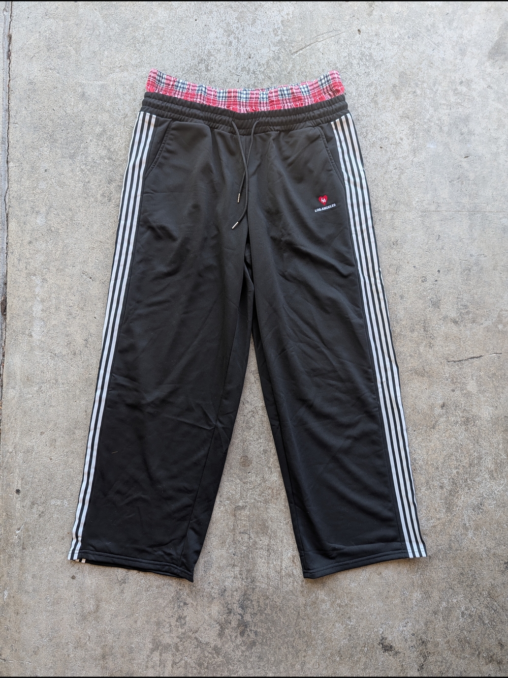 NFINITY Black Shorts with Red Plaid Waistband